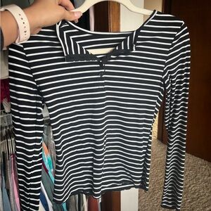 Chic Striped Long Sleeve Top